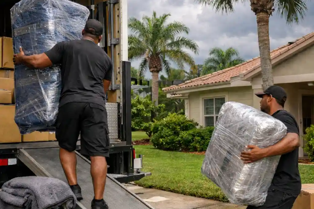 Professional-movers-loading-a-moving-truck-under-cloudy-Orlando-skies-with-palm-trees-in-the-background Rev. 002